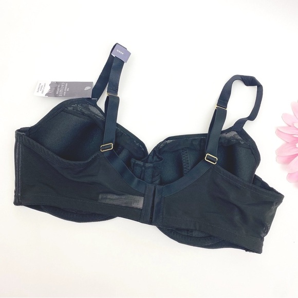 Cacique Lightly Lined French Balconette Bra Lace Pewter Black Shine 40DD - Picture 2 of 8